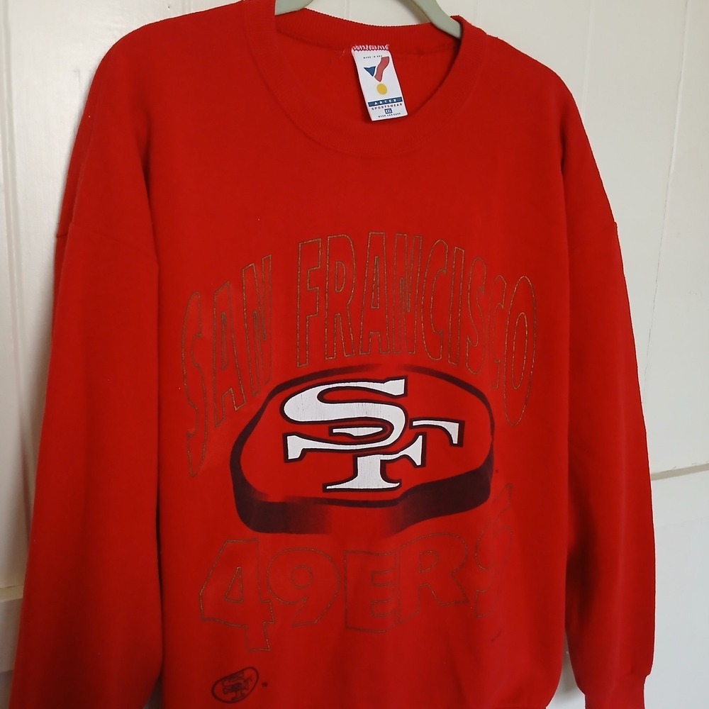 49ers Vintage‎ 90s Sweatshirt Men's XXL Logo Spell Out San Francisco Artex Red